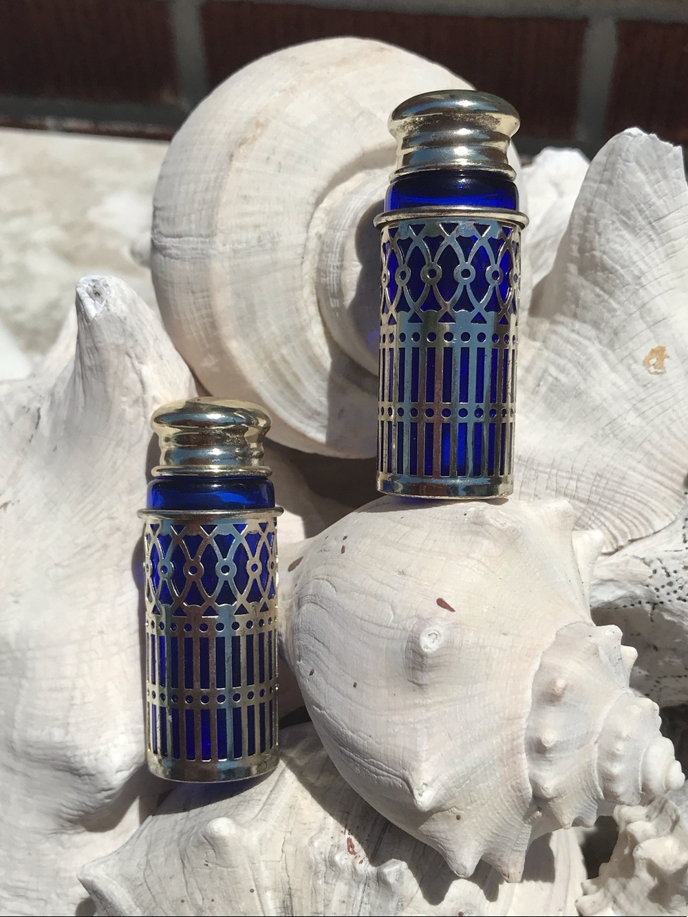 Vintage F. B. Rogers Cobalt Blue Glass Salt and Pepper Shakers set of 2